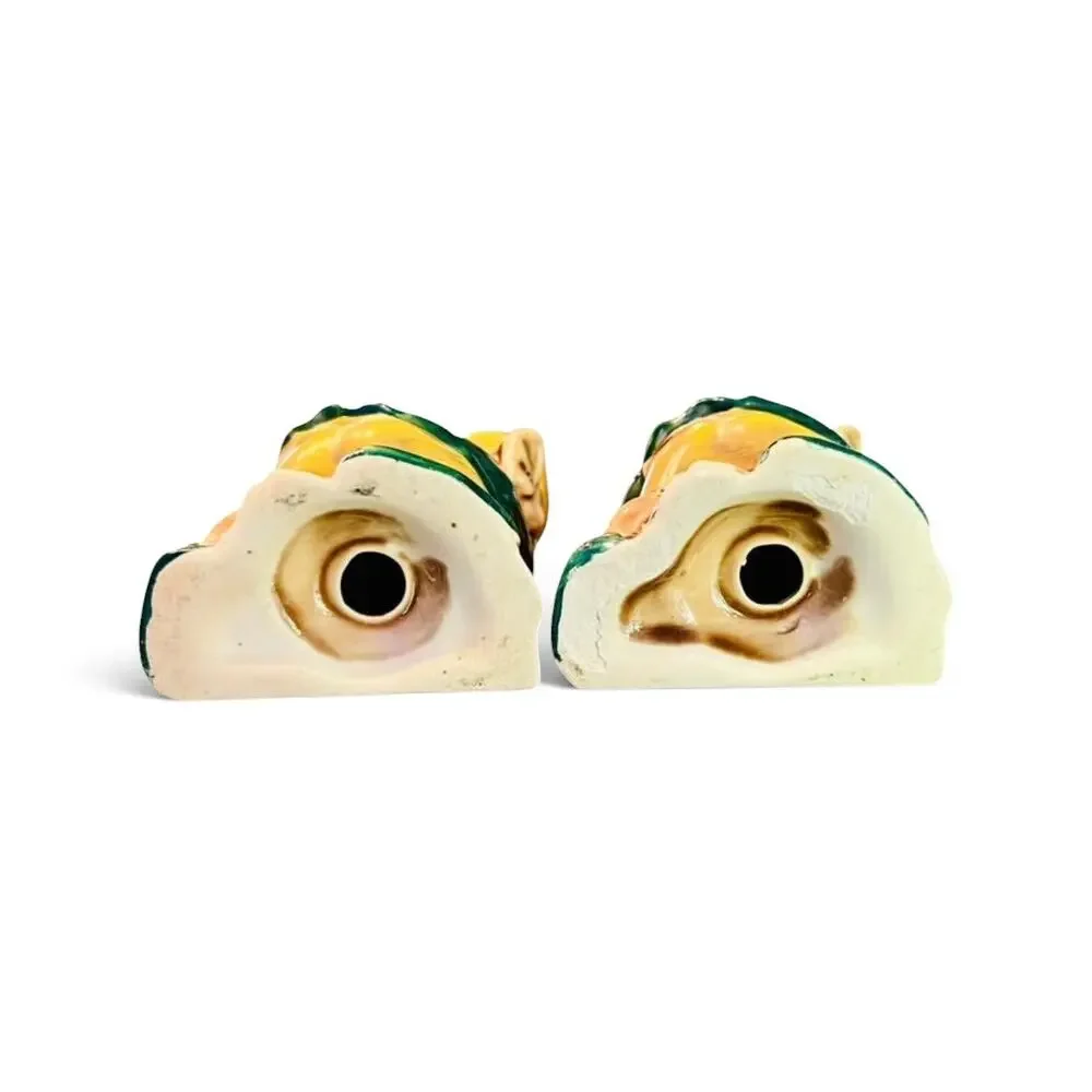 Vintage 1950s Japan Elf Pixie Salt Pepper Shakers-Tree-Christmas-MCM-Kitsch-Pair